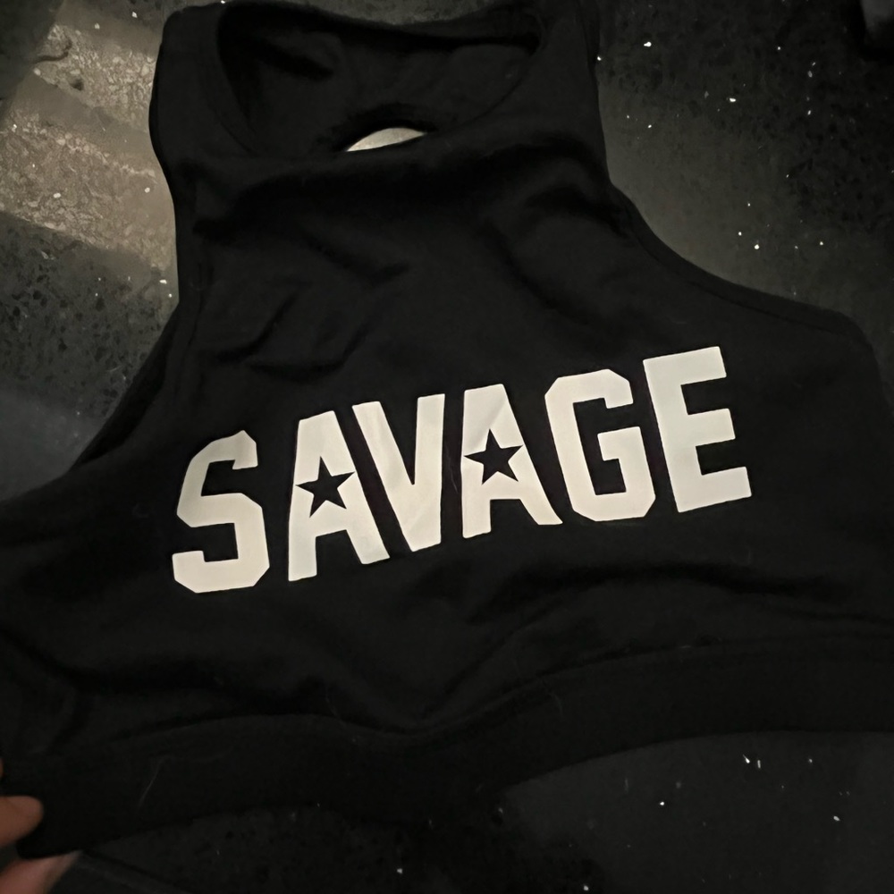 Savage Barbell black sports bra size S